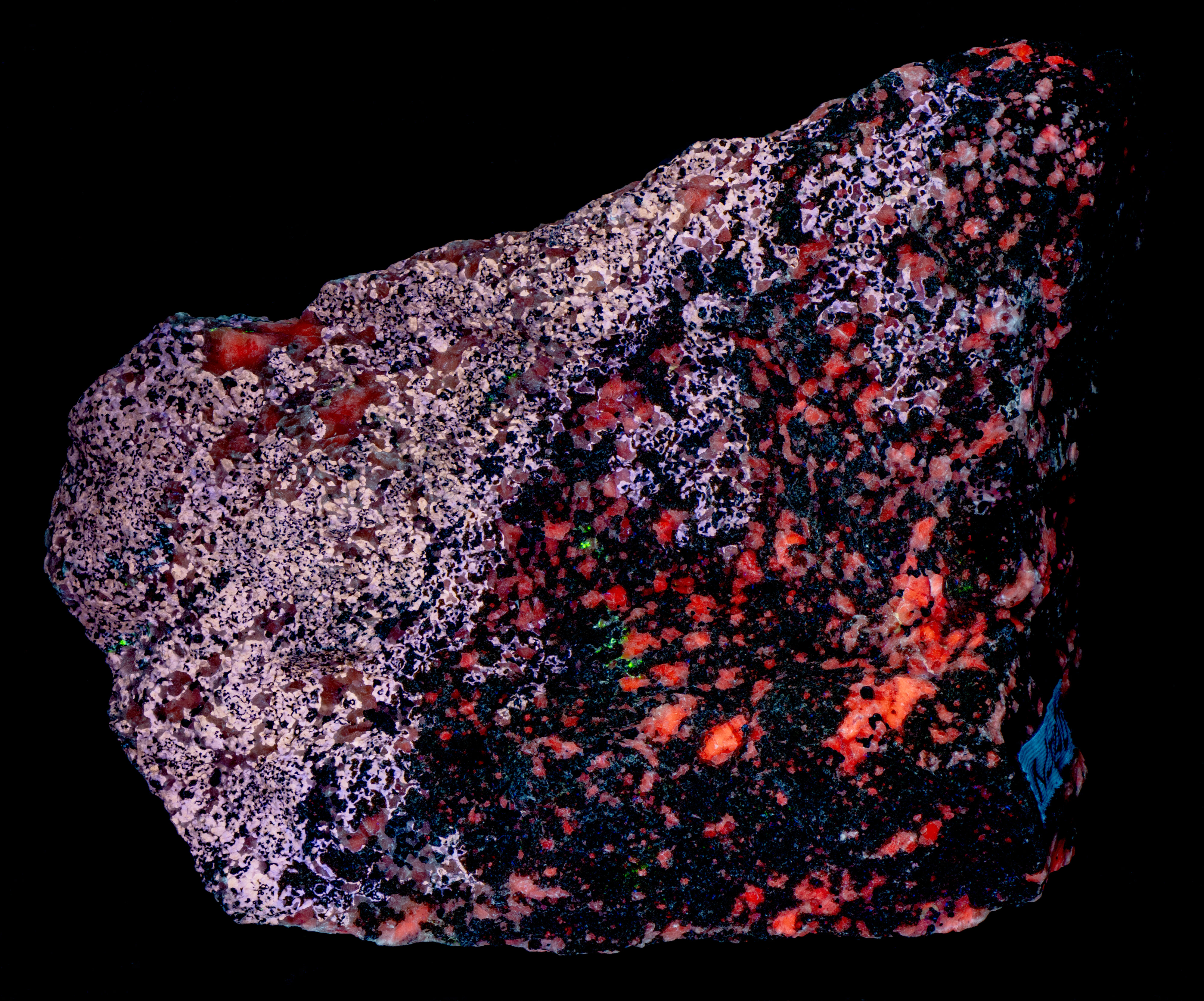 Fluorescence under midwave UV light.