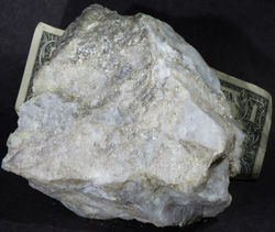 Normal light. Specimen size image compared to a US dollar bill.