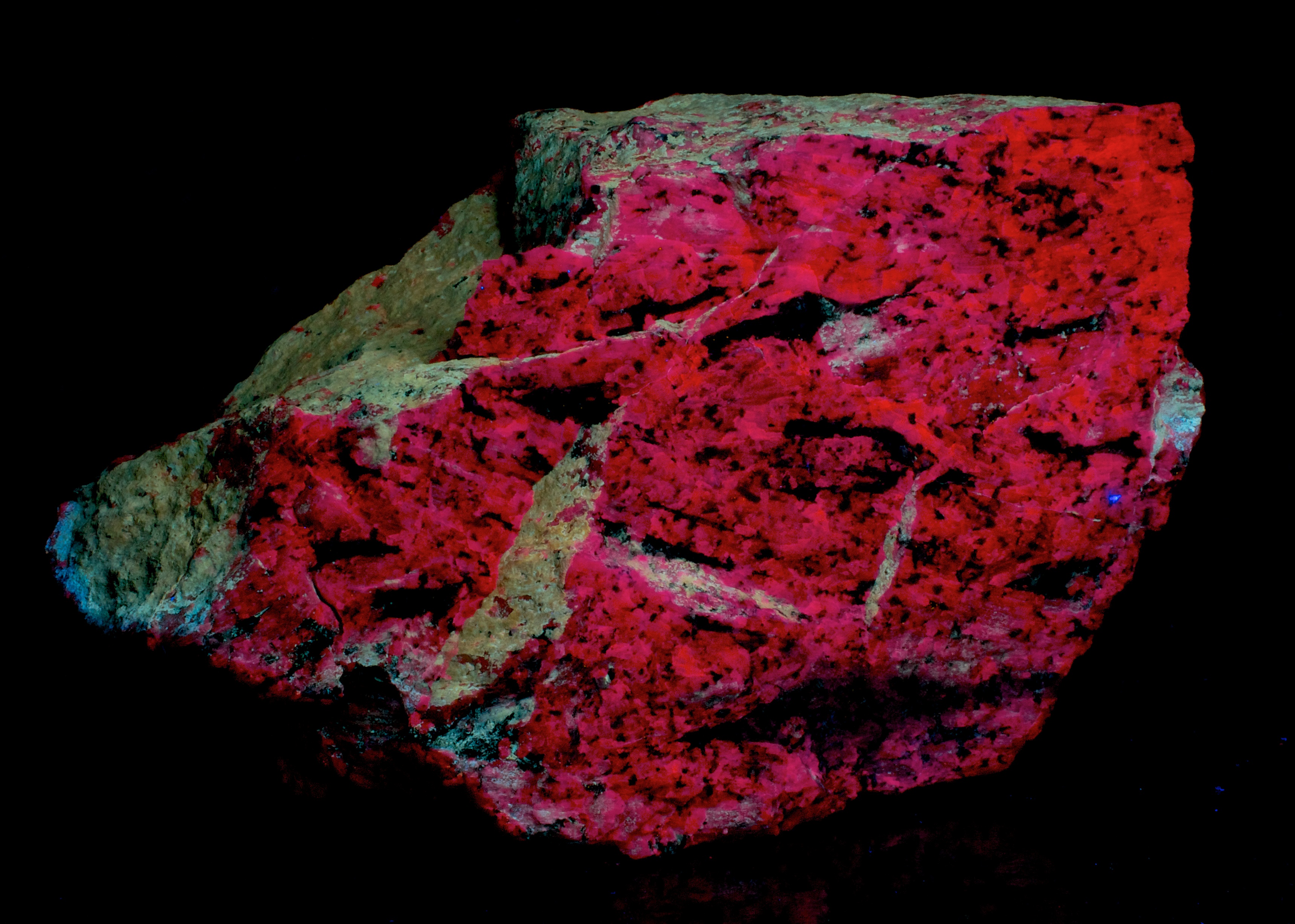 Fluorescence under shortwave UV light.