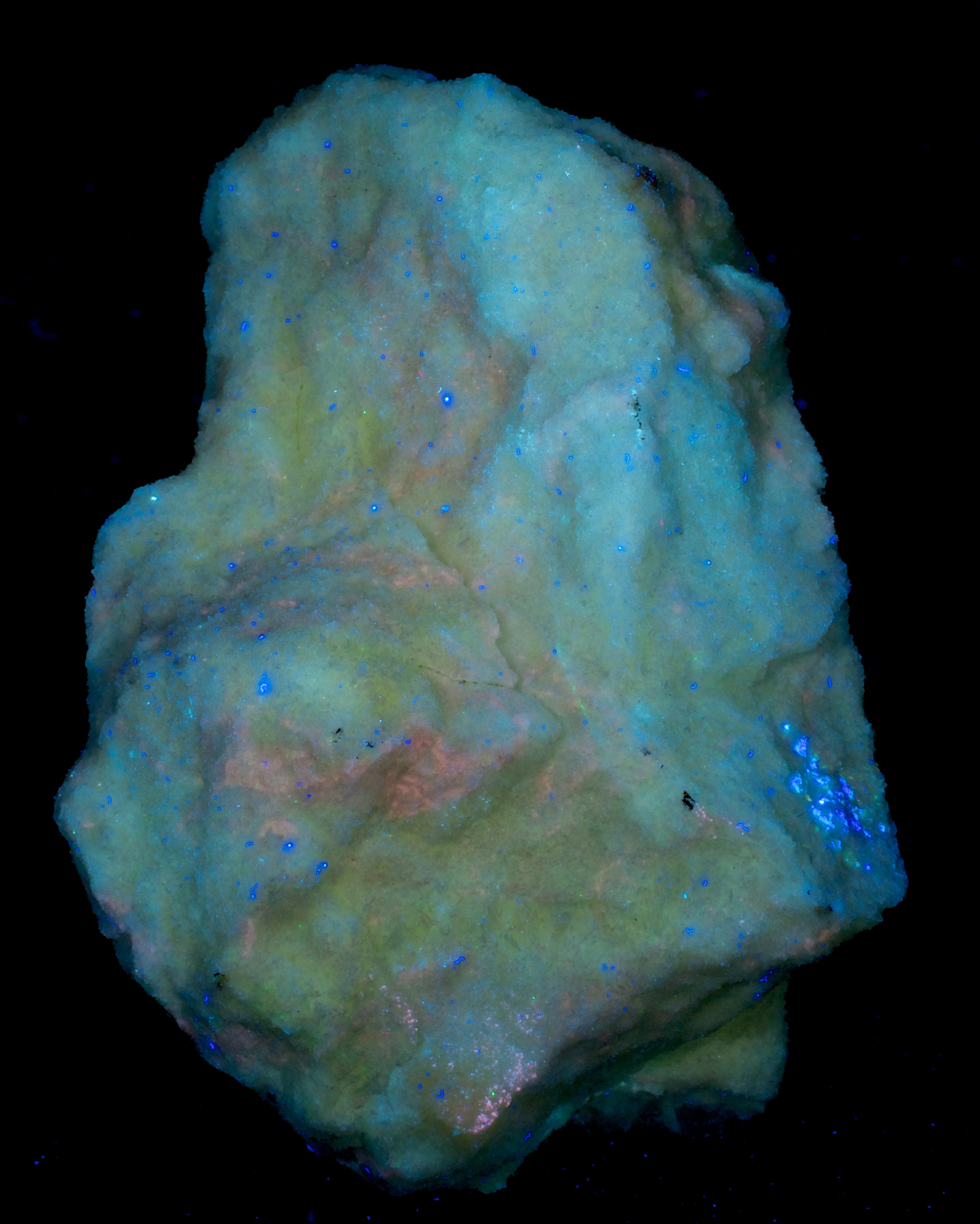 Fluorescence under shortwave UV light.