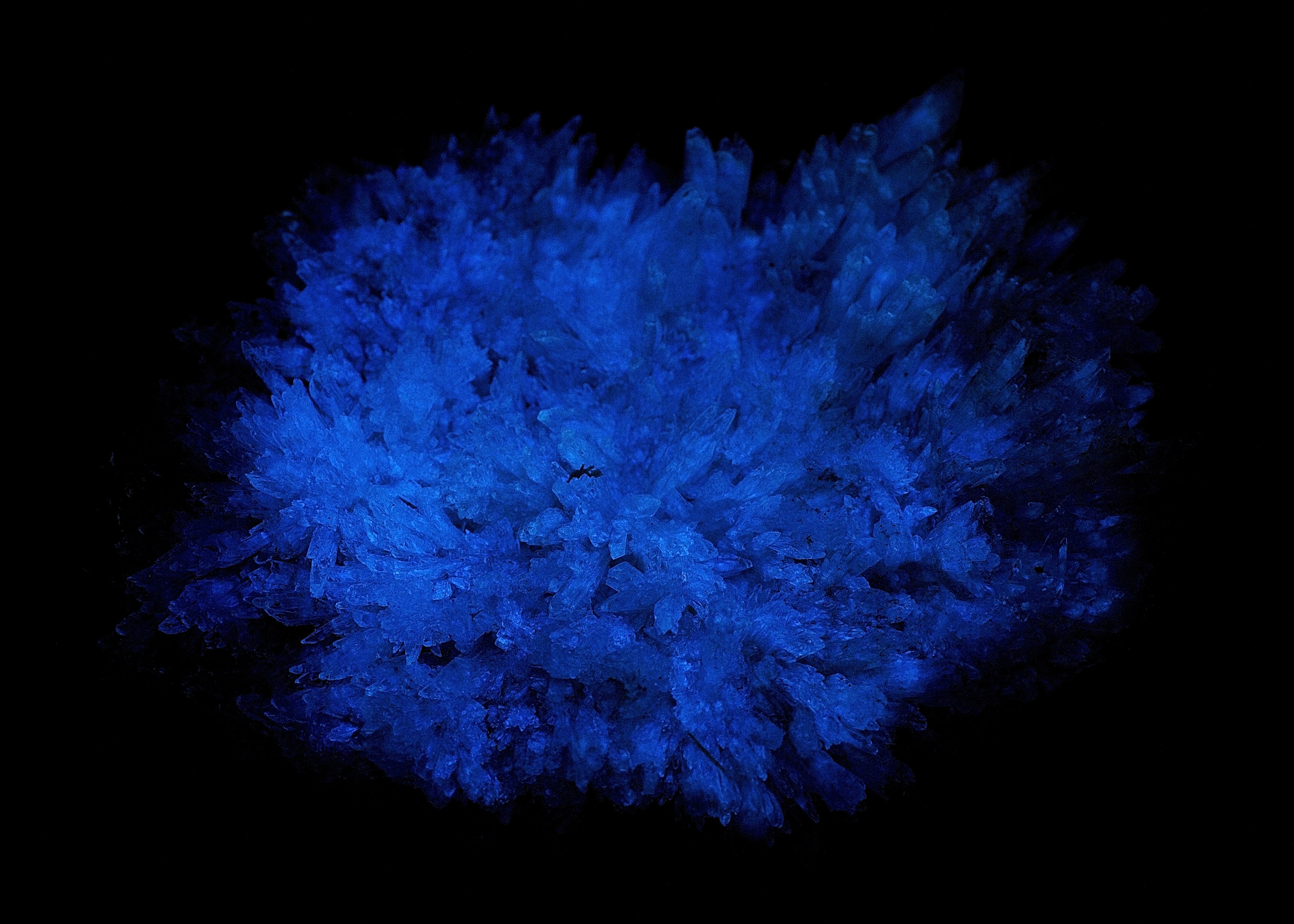 Afterglow after exposure to shortwave UV light.