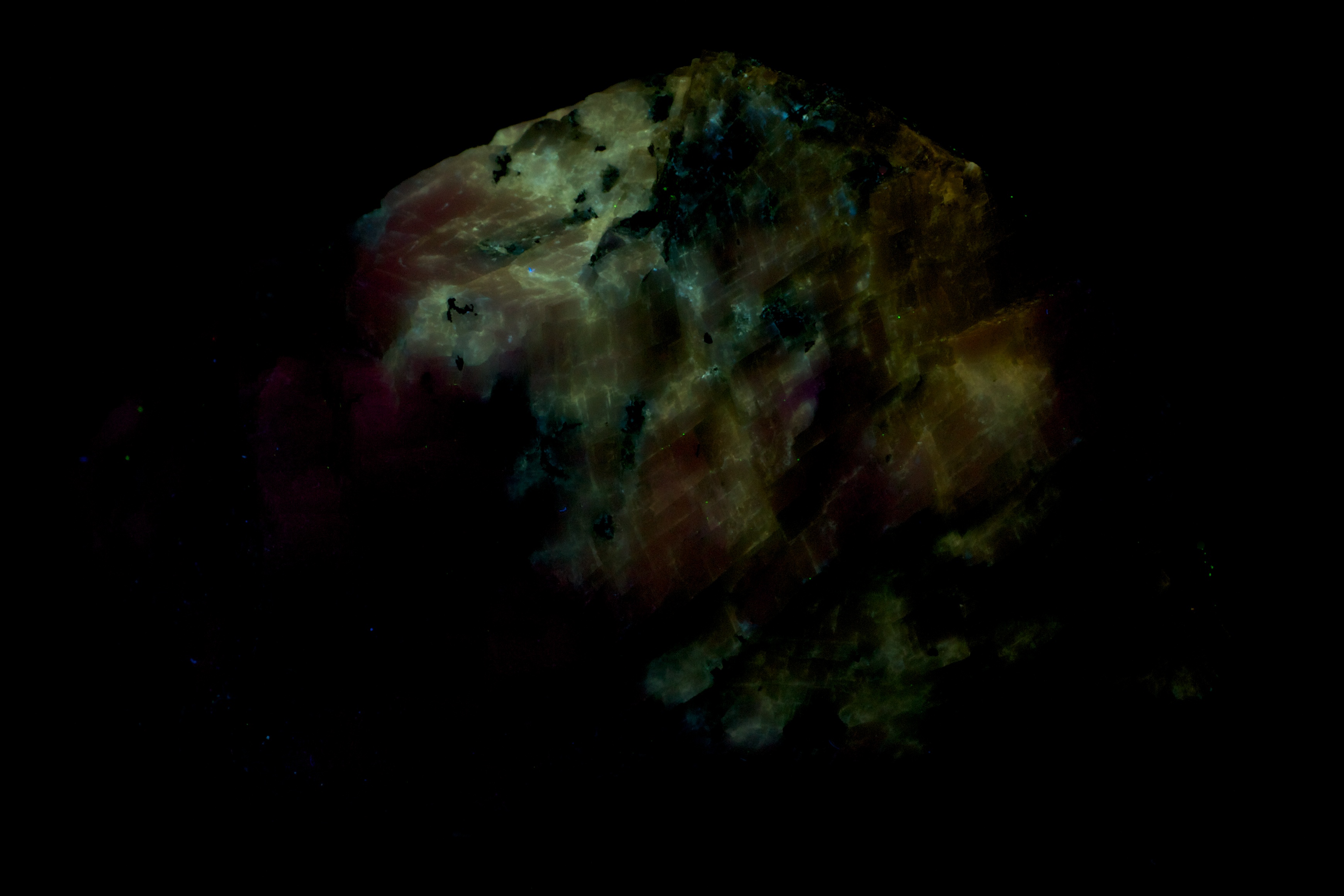 Fluorescence under midwave UV light.