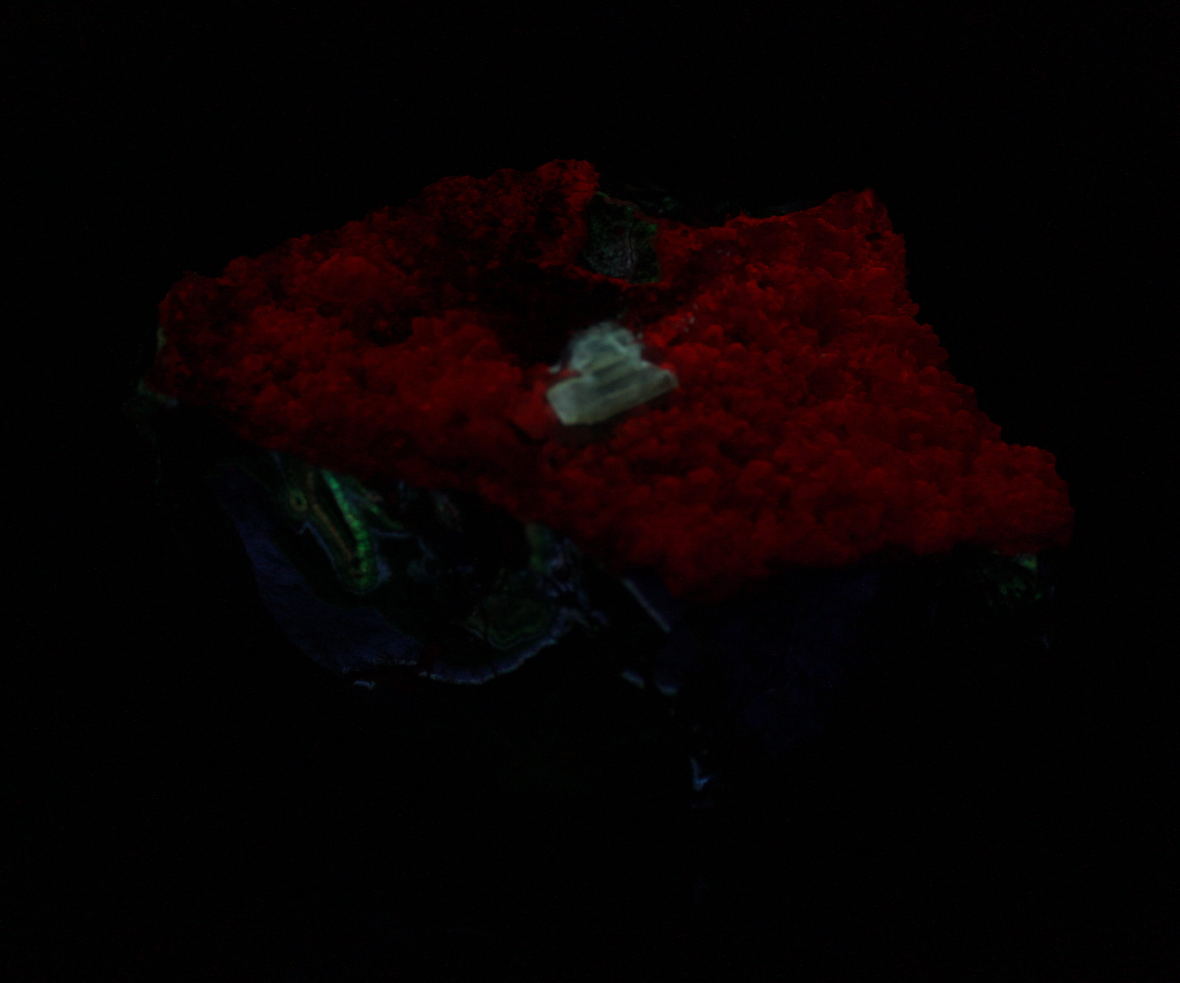 Afterglow after exposure to shortwave UV light.