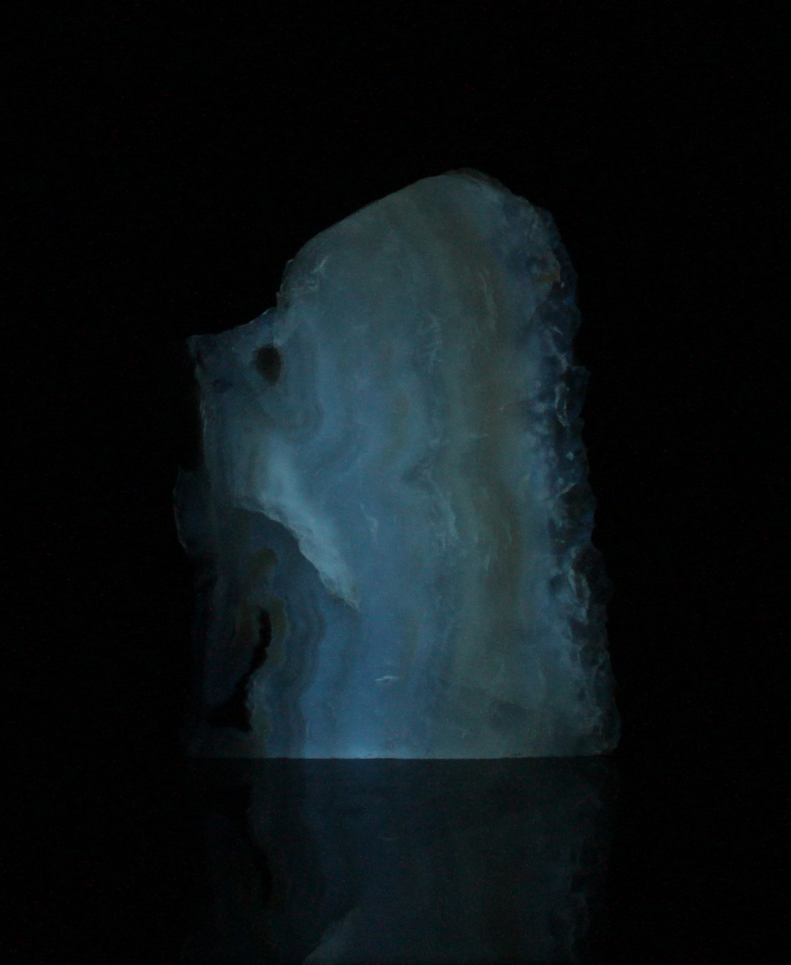 Afterglow after exposure to midwave UV light.
