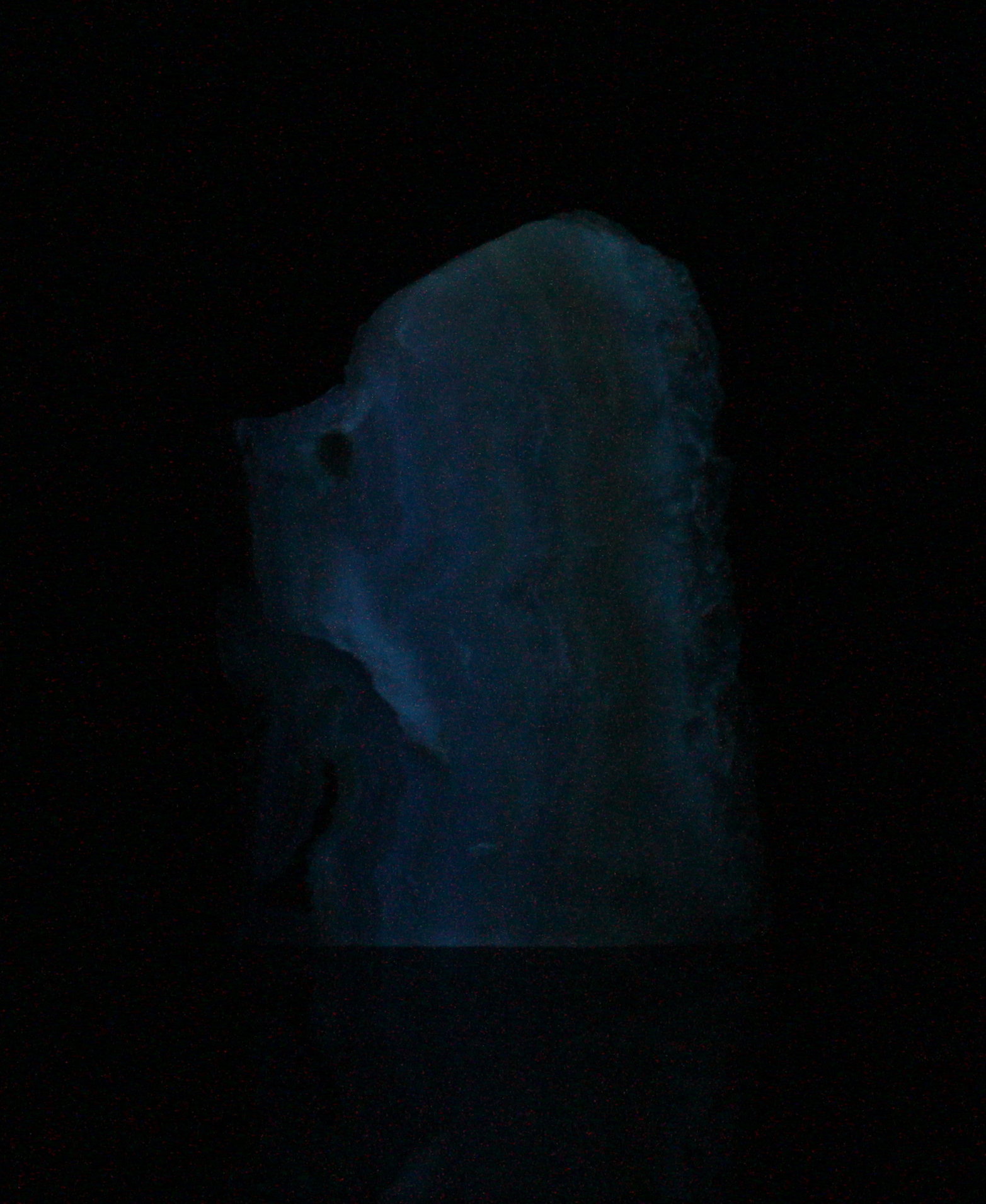 Afterglow after exposure to shortwave UV light.