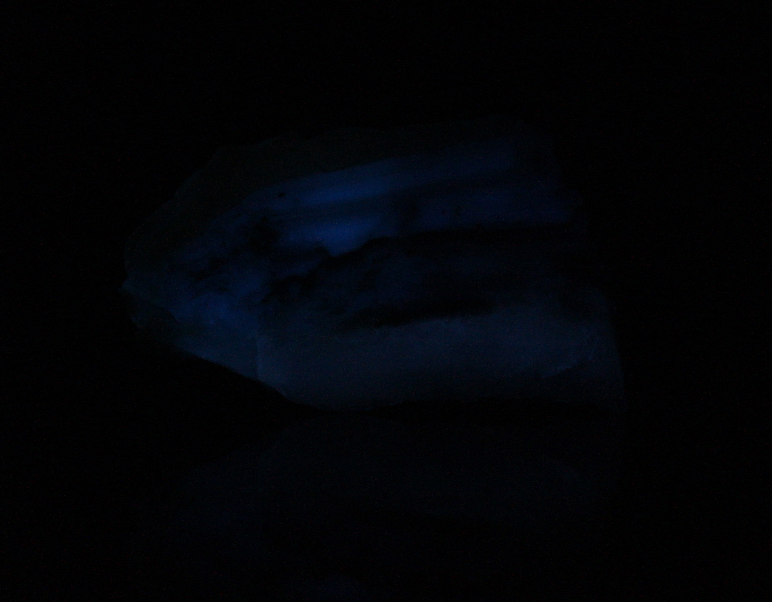 Afterglow after exposure to shortwave UV light.