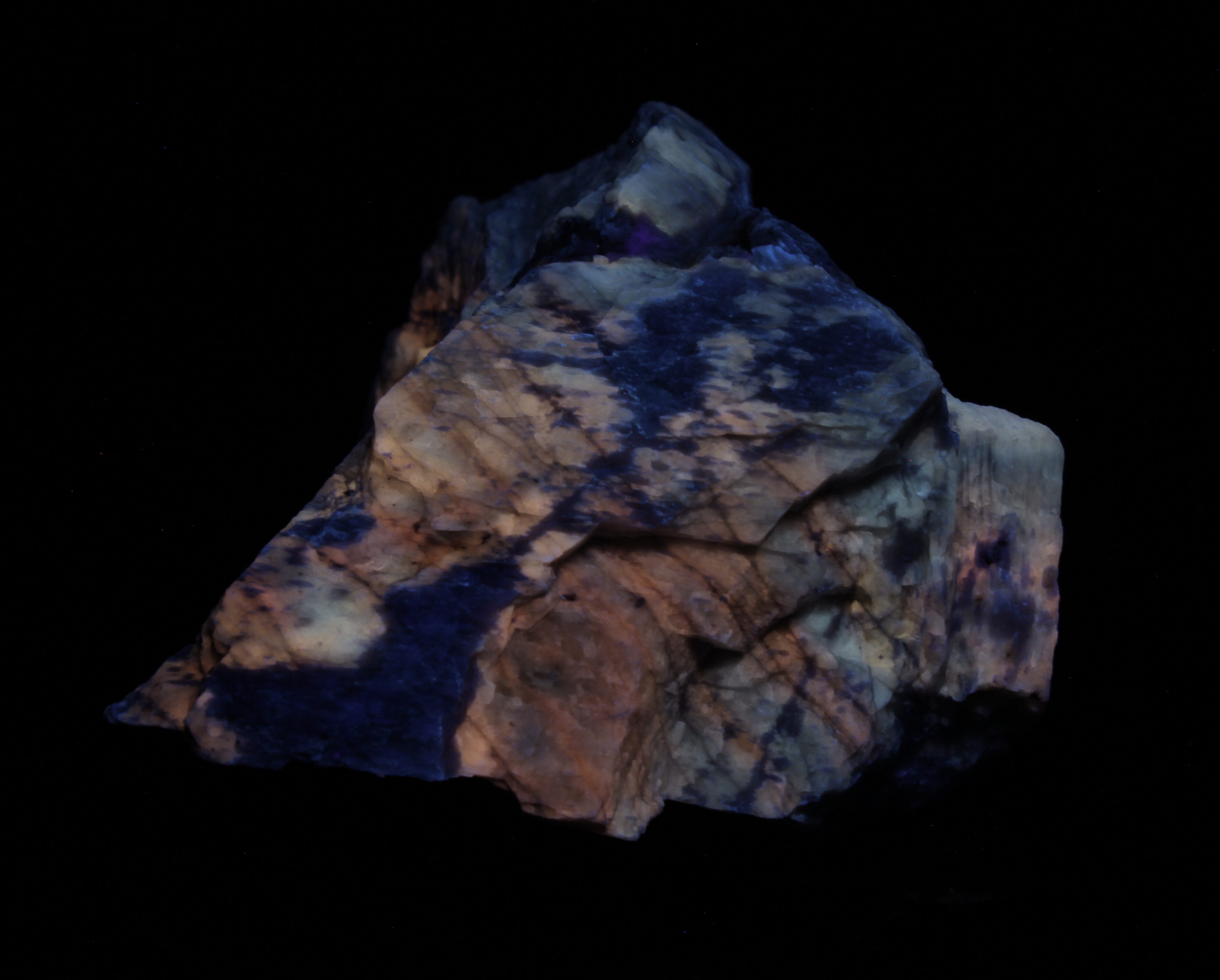 Fluorescence under midwave (310nm LED) UV light.