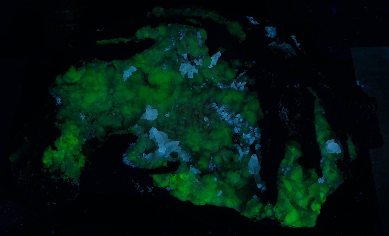 Fluorescence under longwave UV light.