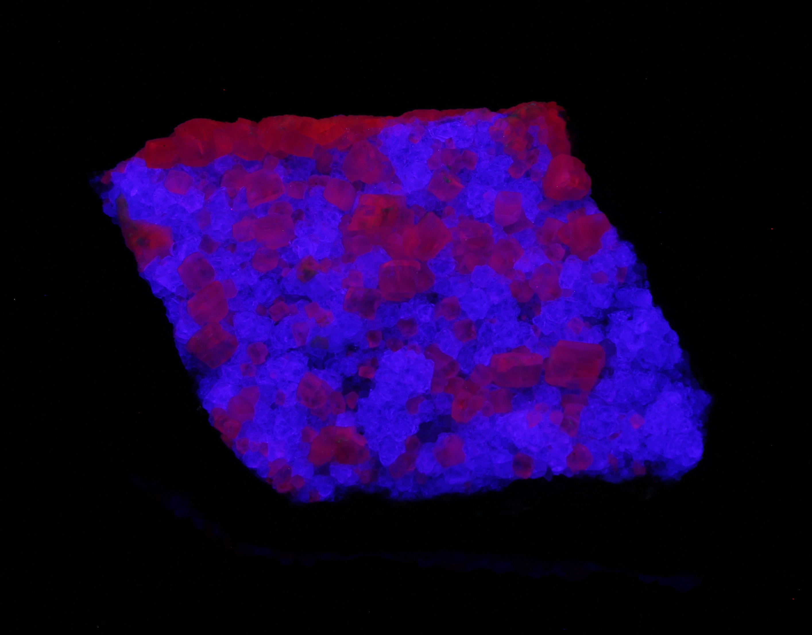 Fluorescence under midwave UV light.