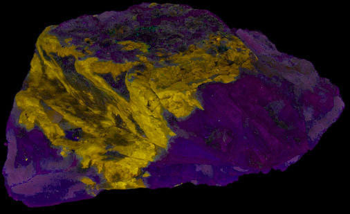 Fluorescence under shortwave UV light.