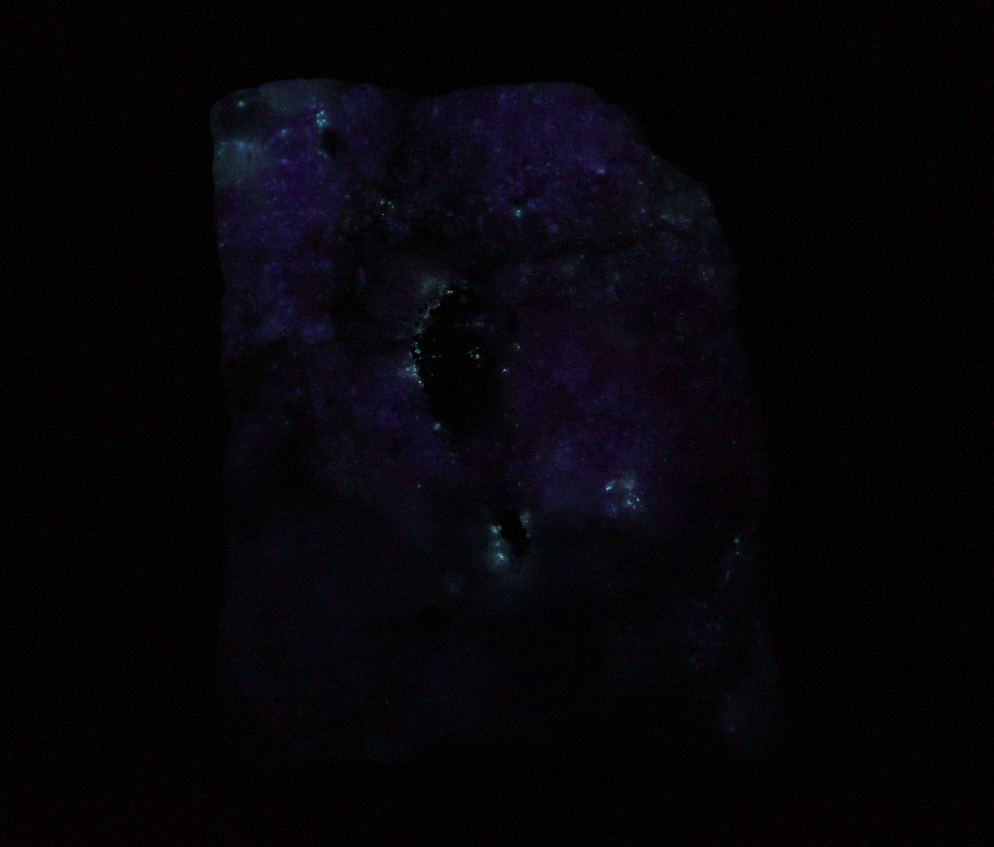 Afterglow after exposure to shortwave UV light.
