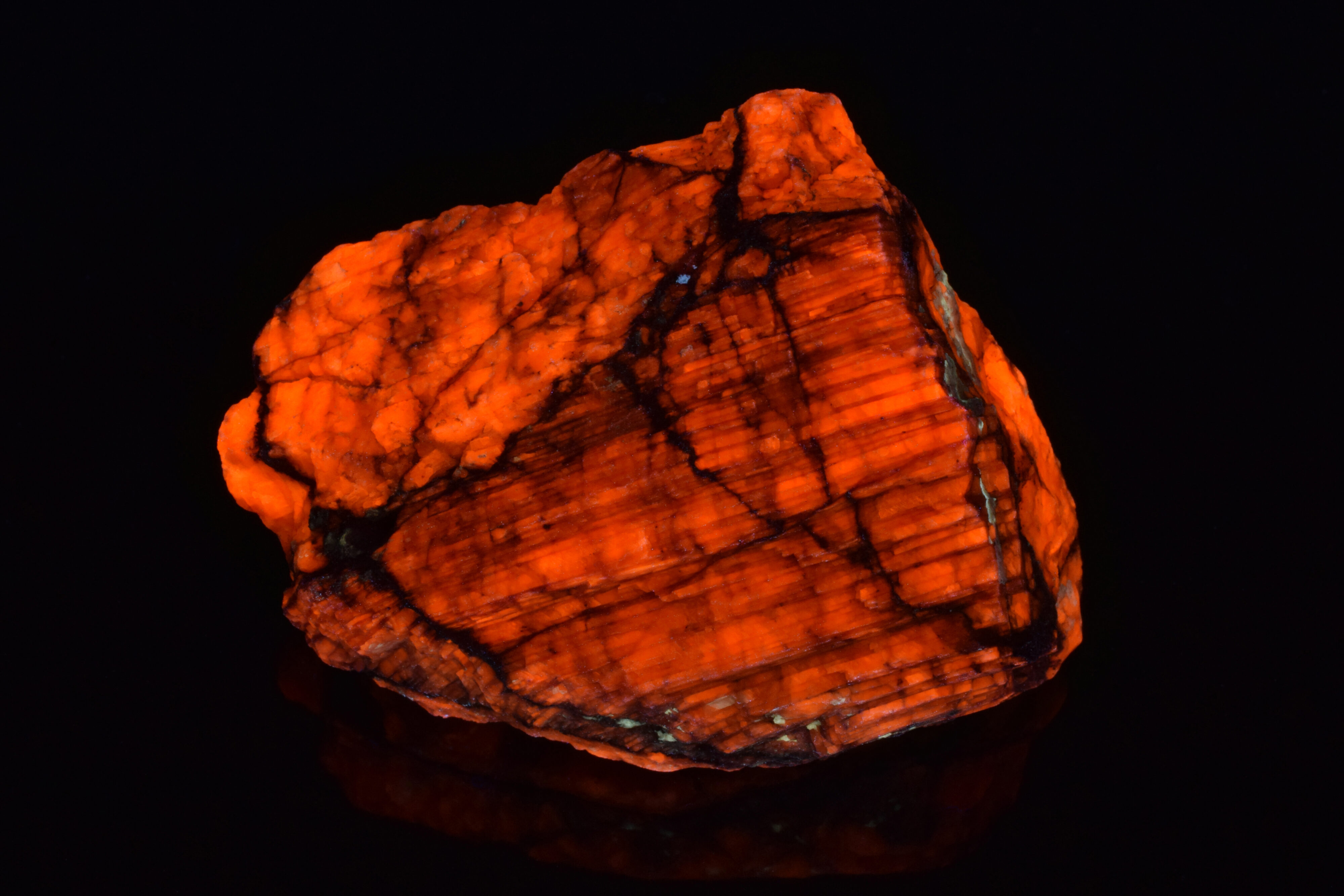 Fluorescence under midwave UV light.