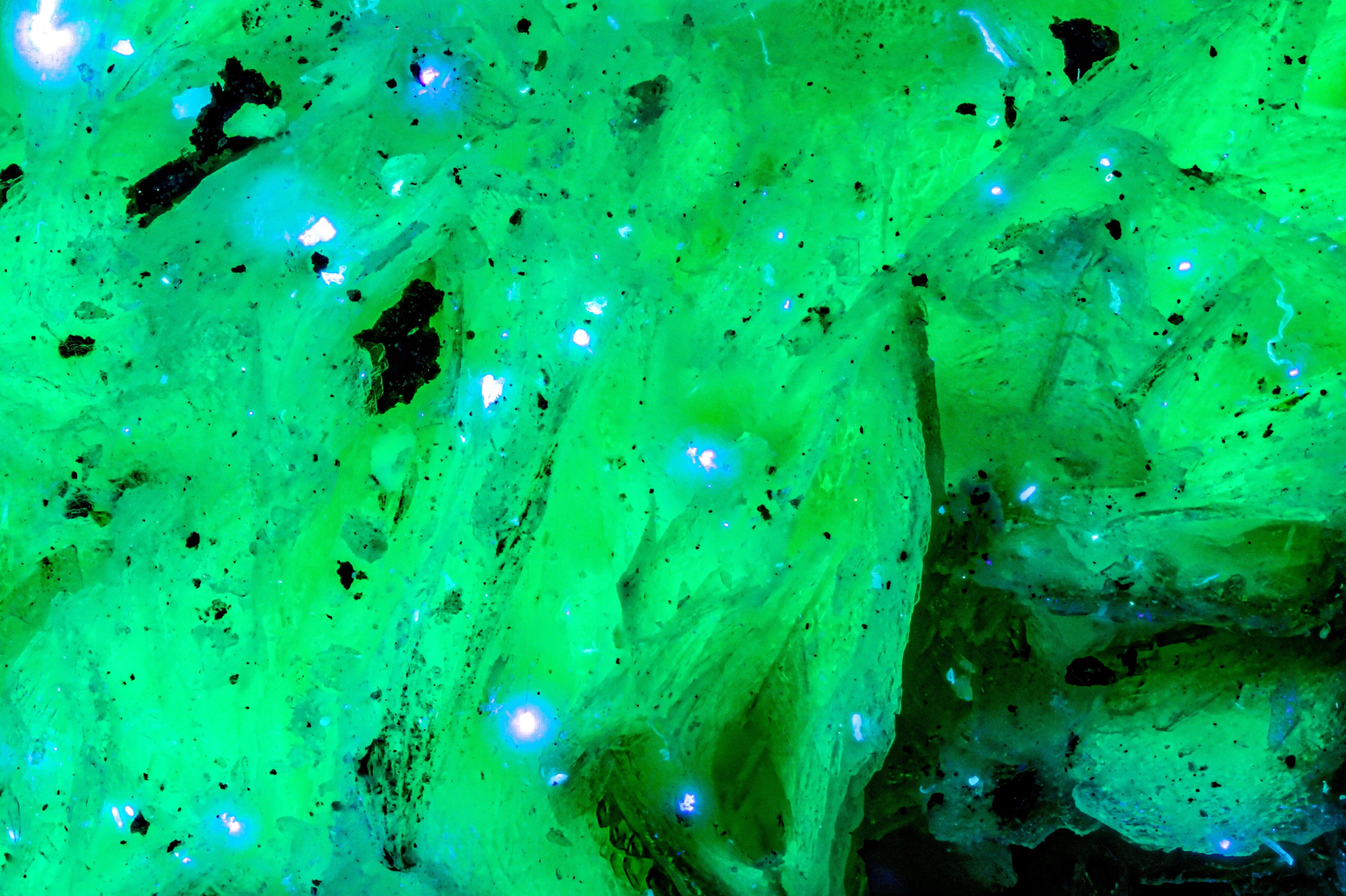 Fluorescence under longwave UV light. Closeup 4.46mm FOV