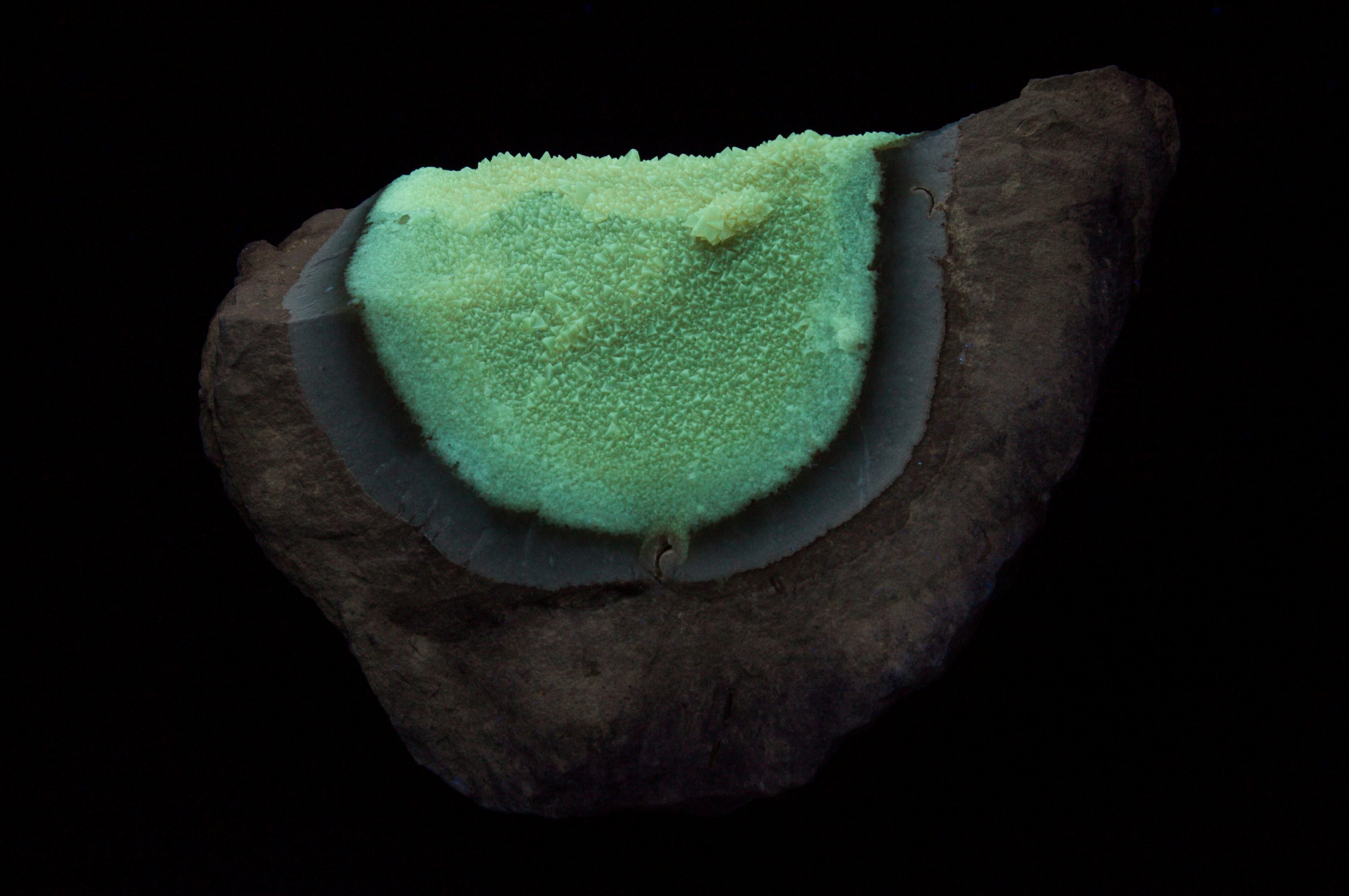Fluorescence under longwave UV light.