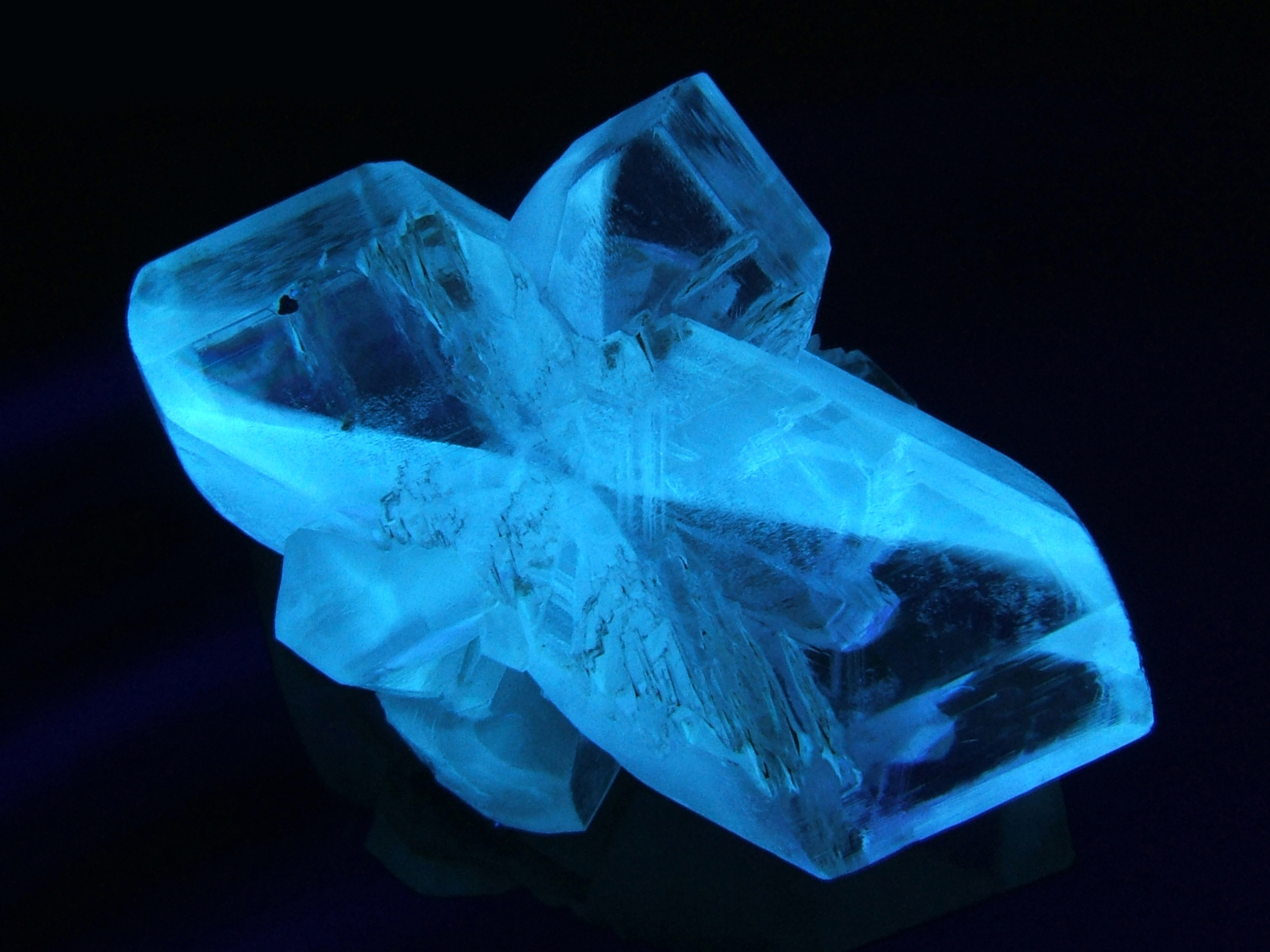 Fluorescence under shortwave UV light.