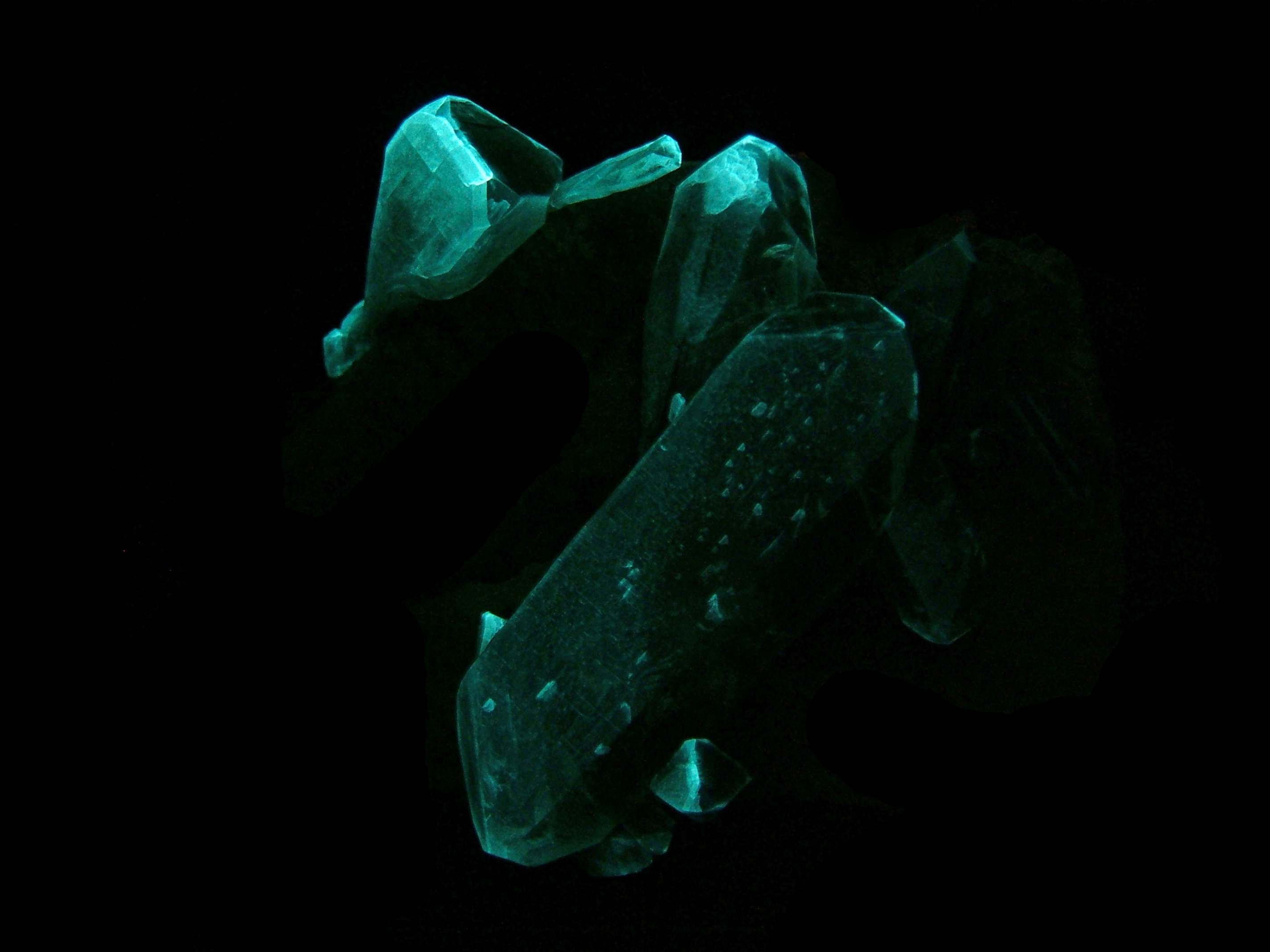 Afterglow after exposure to midwave UV light.