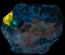 Fluorescence under midwave UV light.