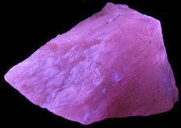 Fluorescence under midwave UV light.
