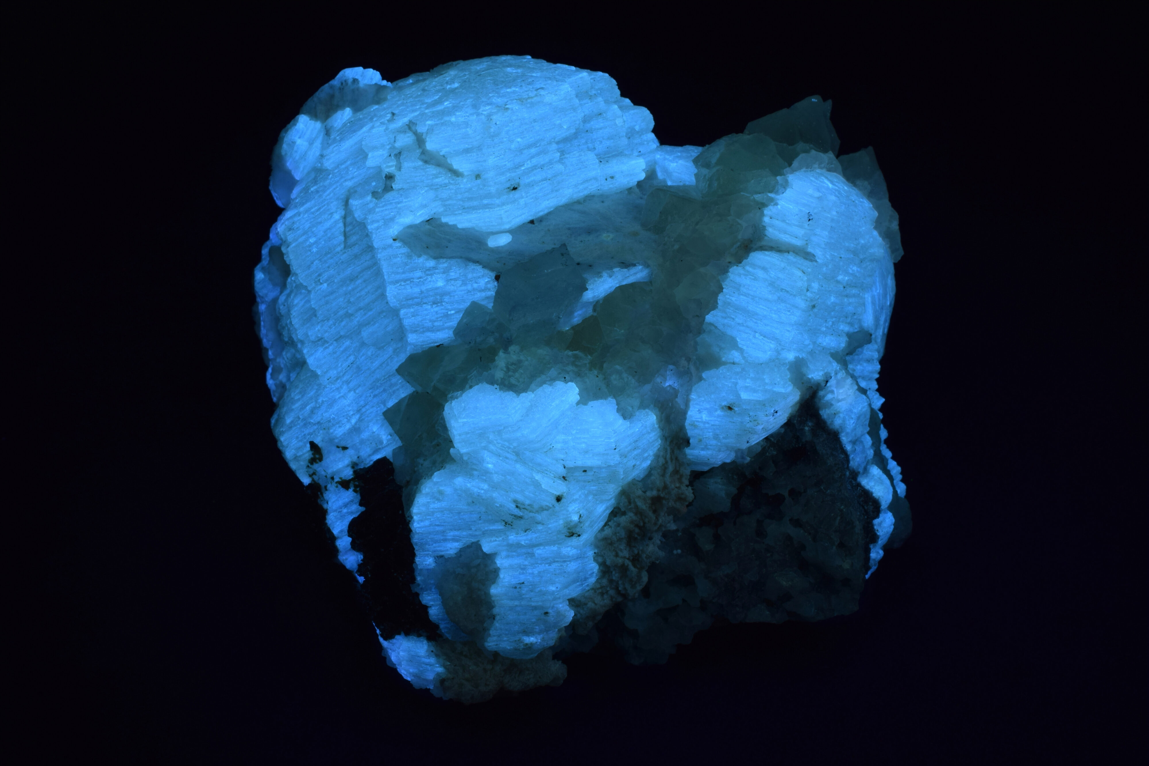 Fluorescence under shortwave UV light.