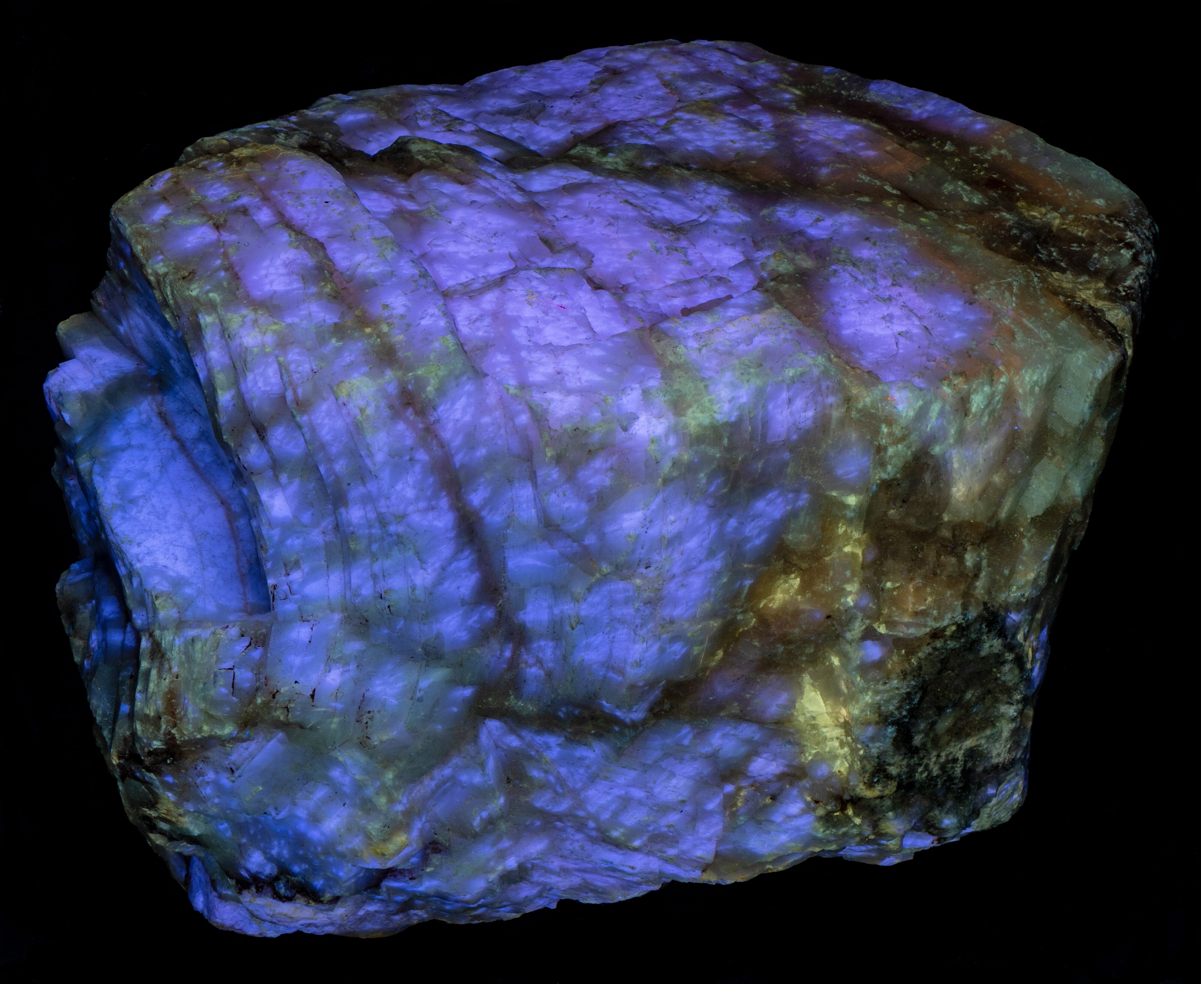 Fluorescence under midwave UV light.