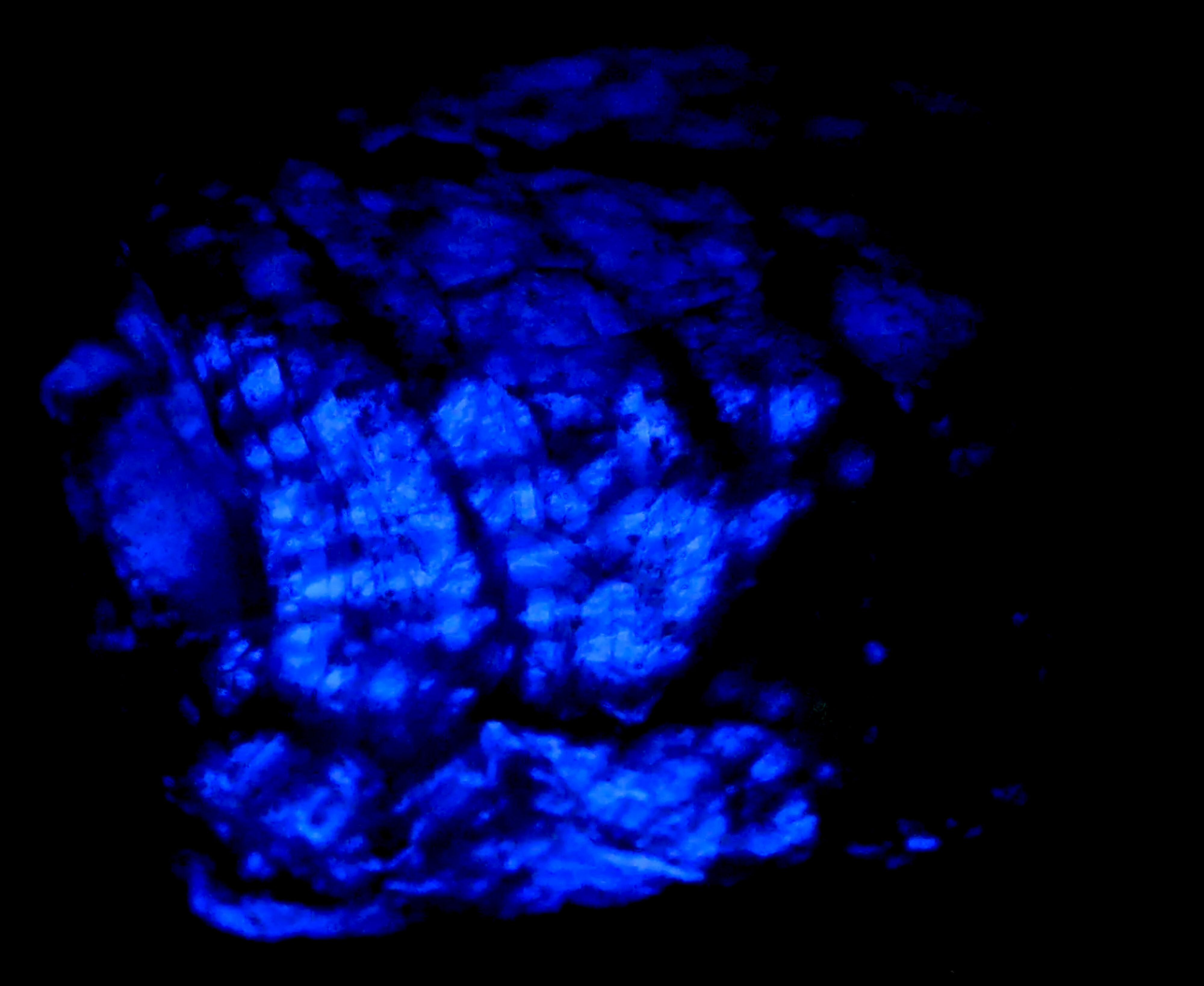 Afterglow after exposure to midwave UV light.