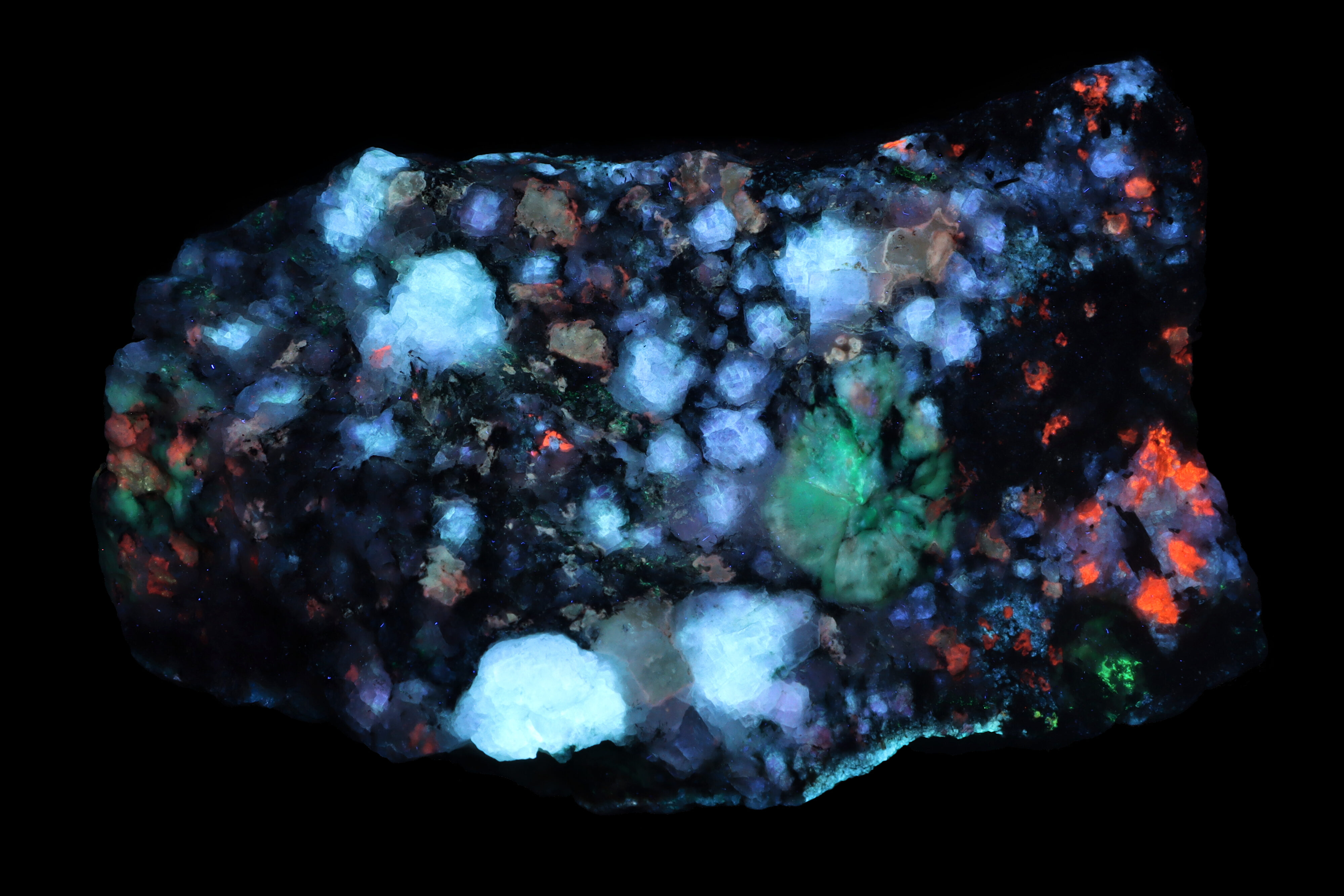 Fluorescence under midwave UV light.