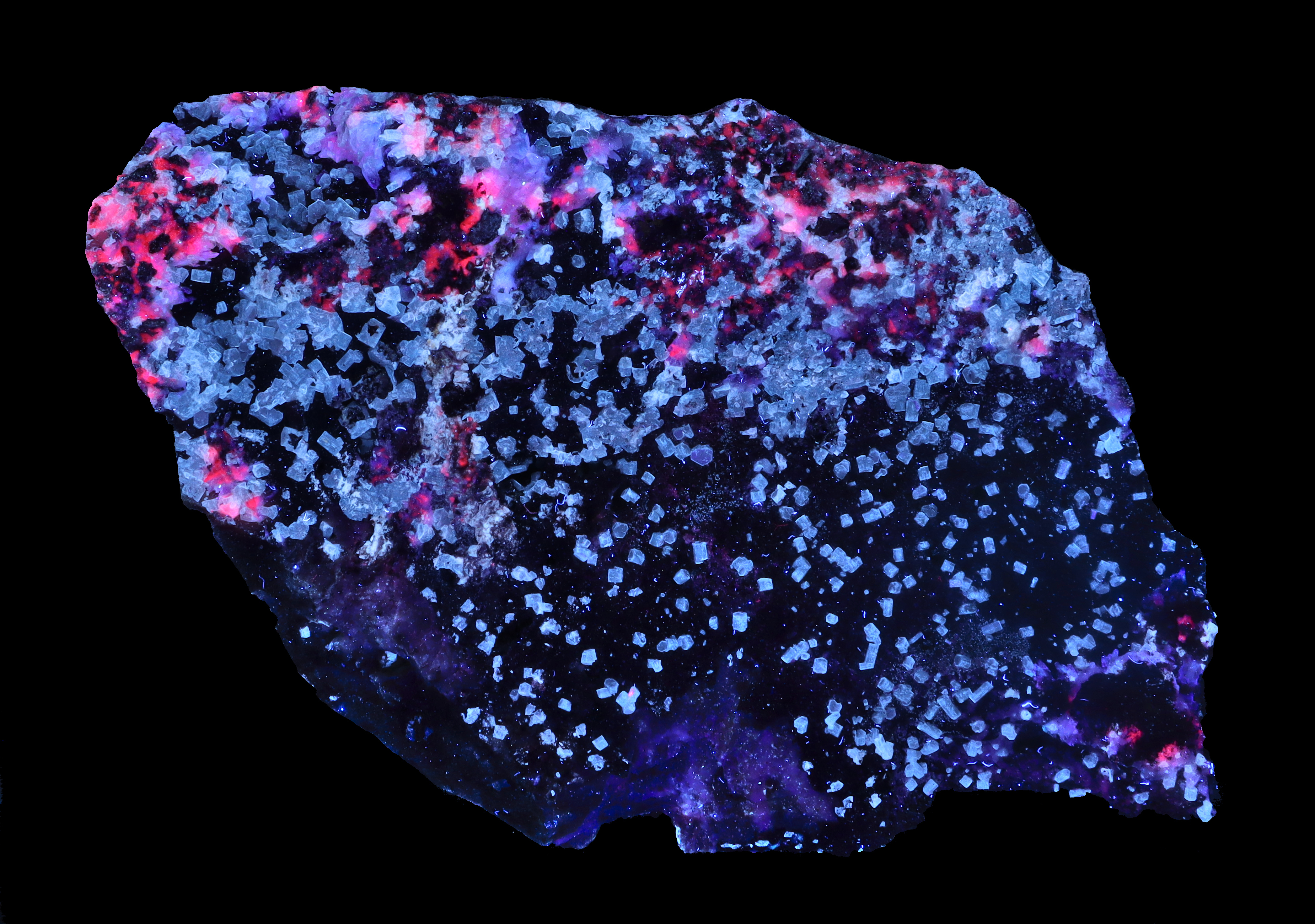 Fluorescence under shortwave, midwave, and longwave UV light.