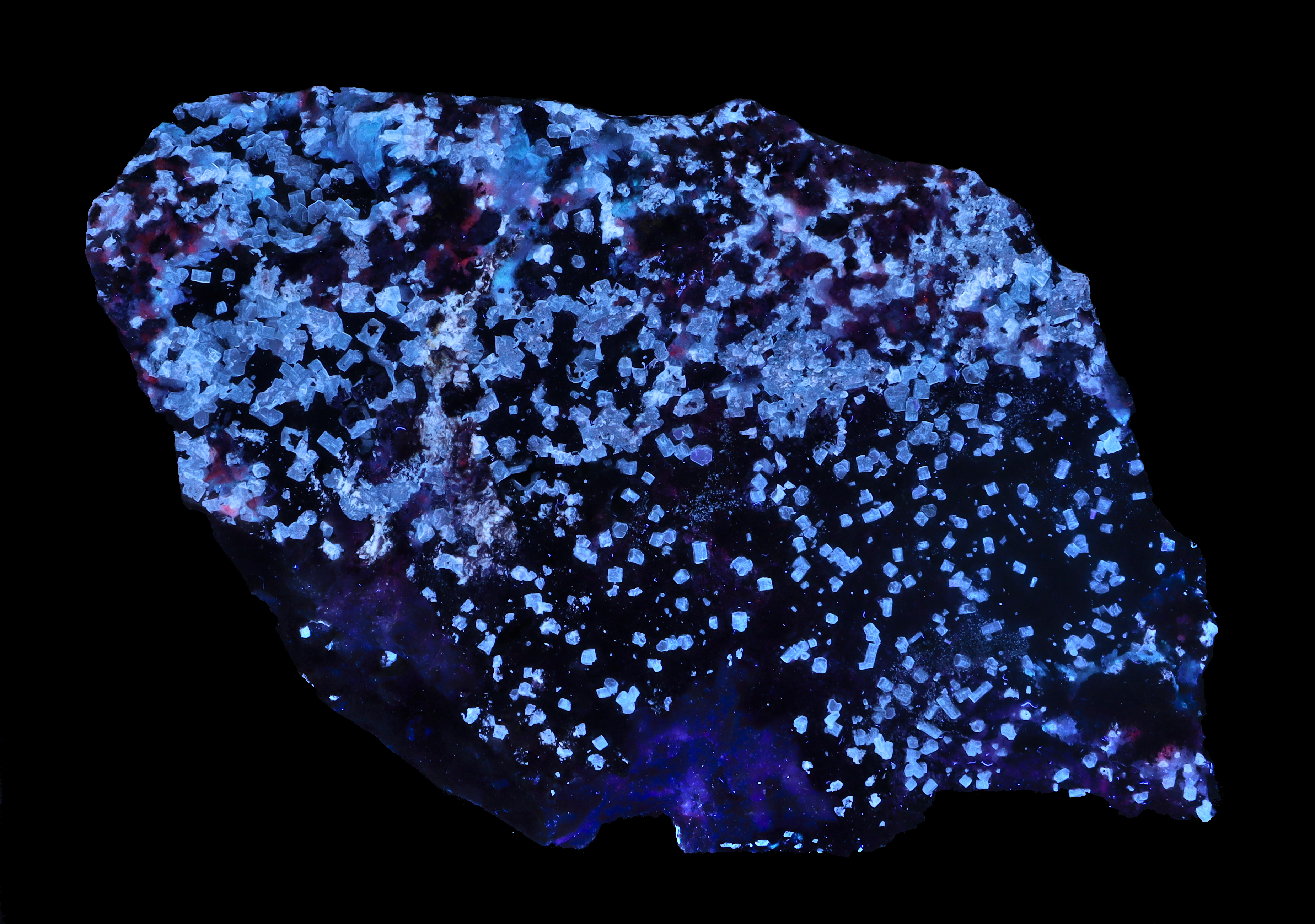 Fluorescence under shortwave UV light.