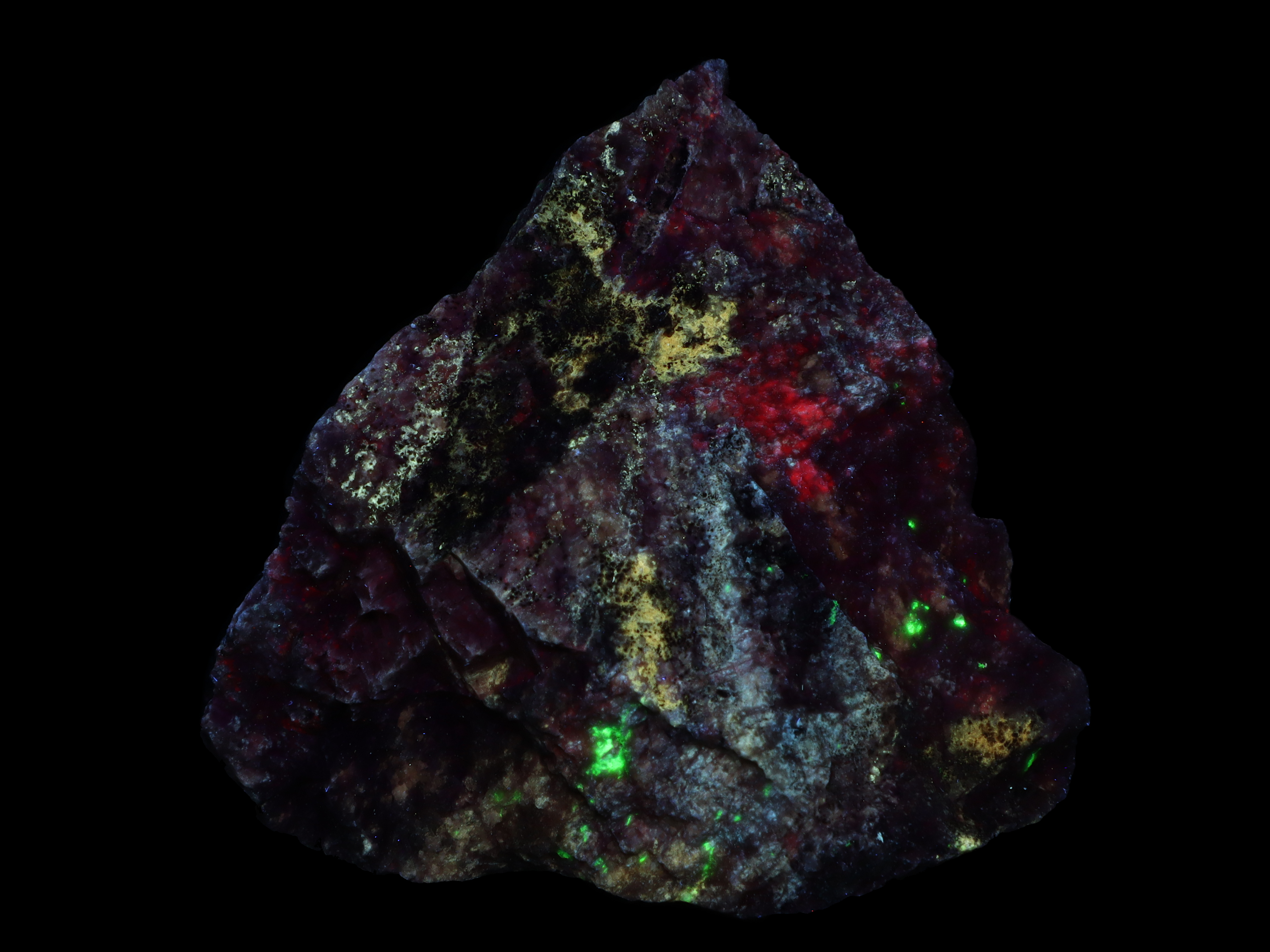 Fluorescence under midwave UV light.