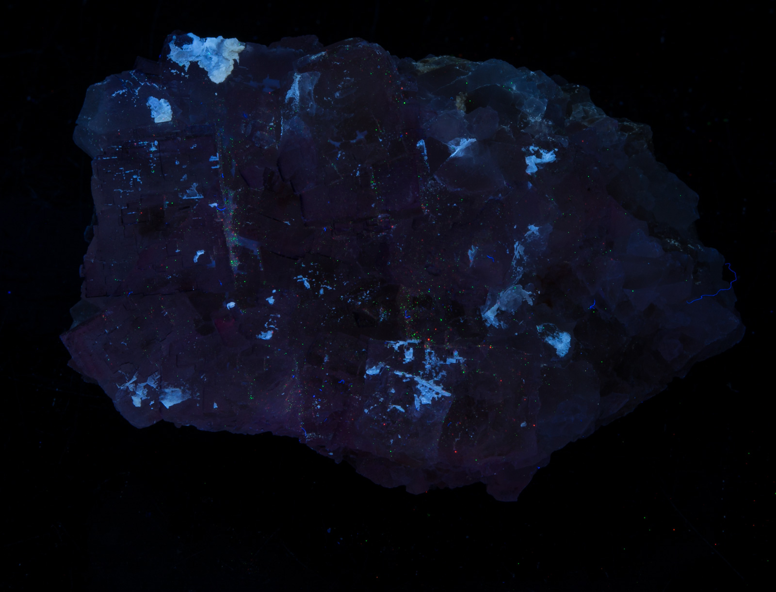 Fluorescence under shortwave UV light.