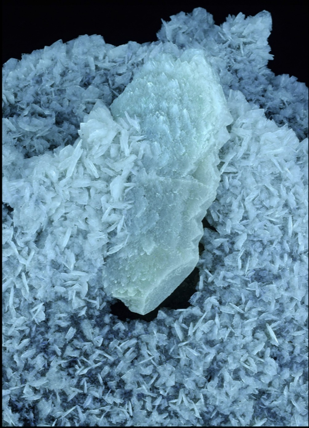 Fluorescence under longwave UV light. Closeup