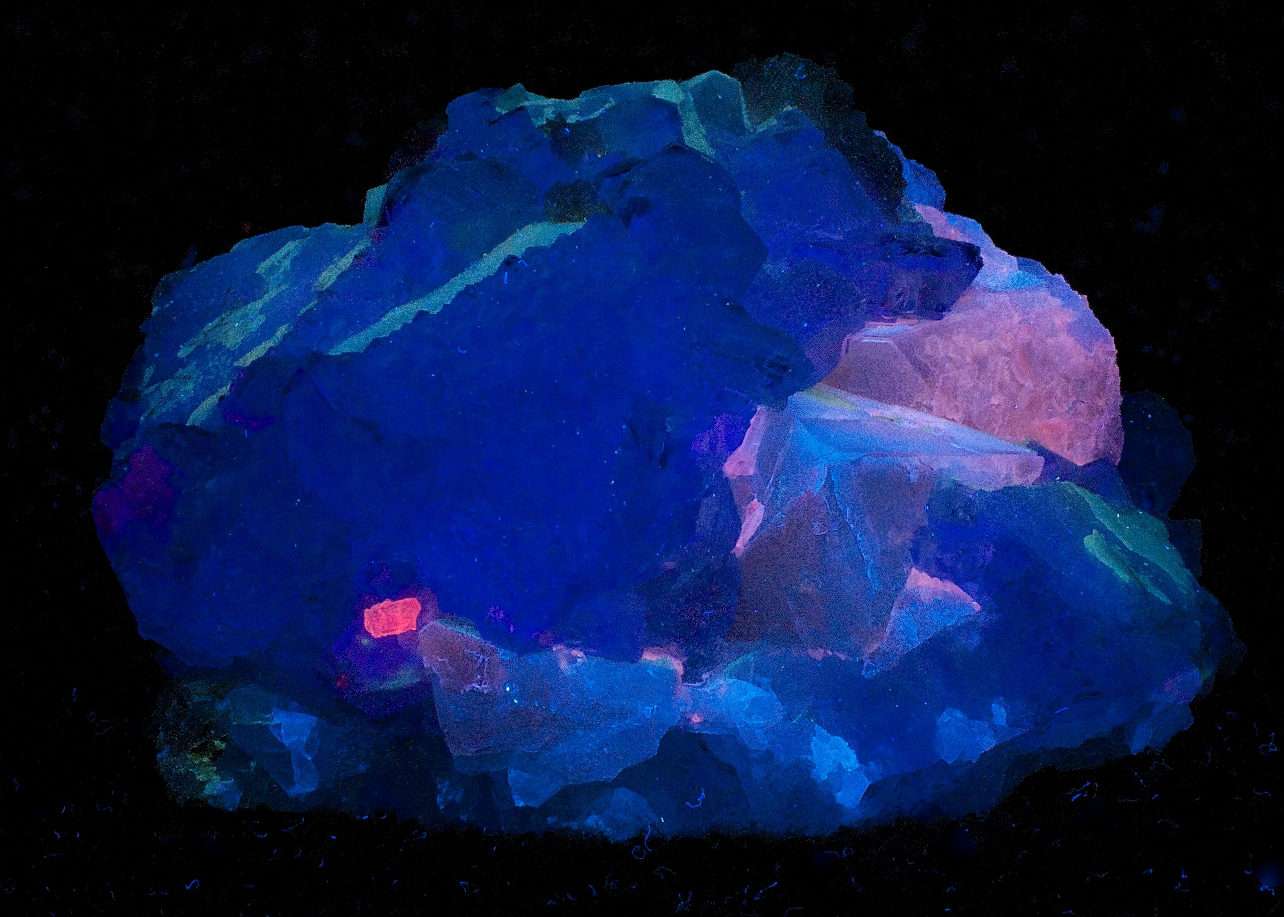 Fluorescence under midwave UV light.