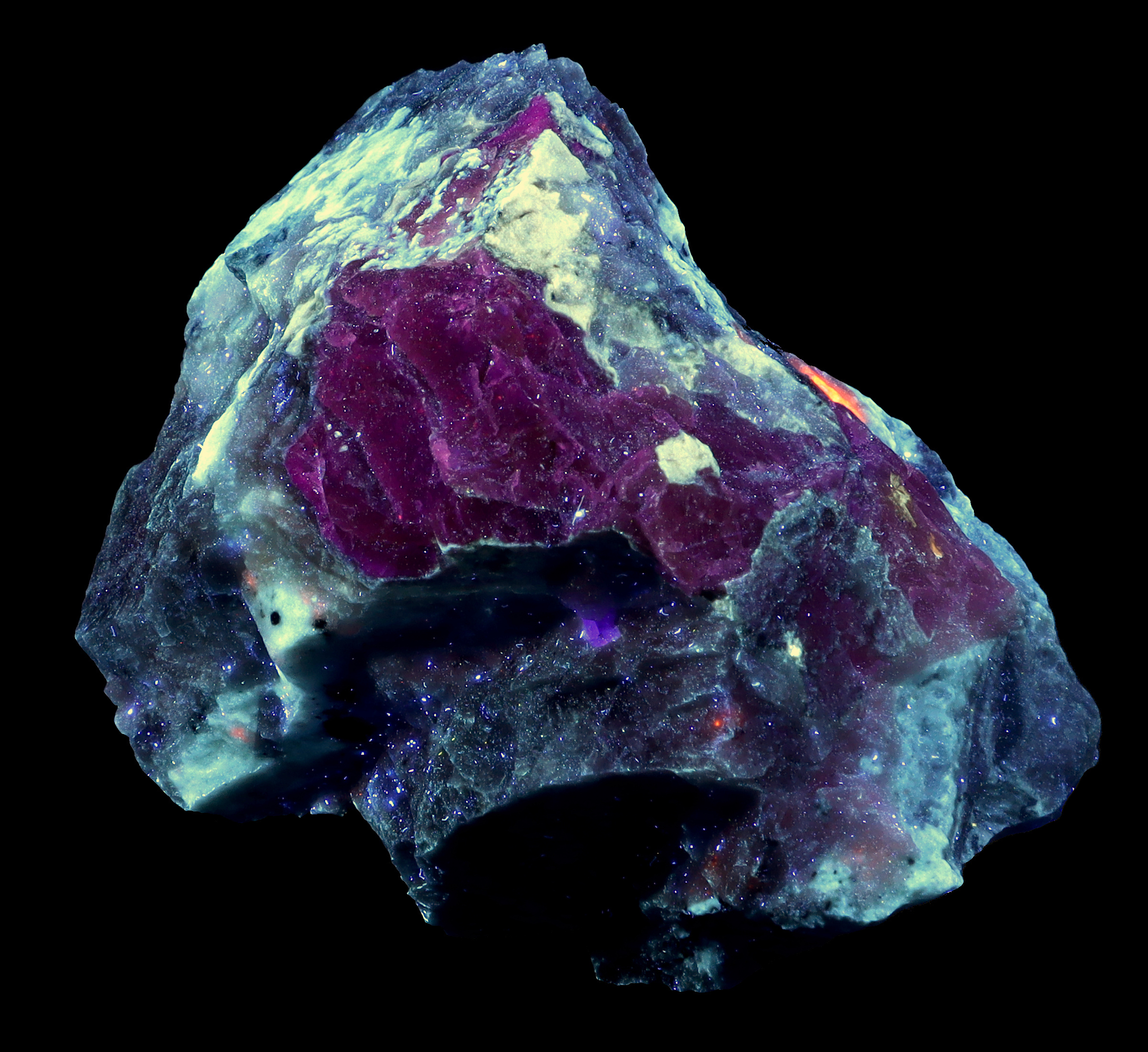 Fluorescence under longwave UV light.