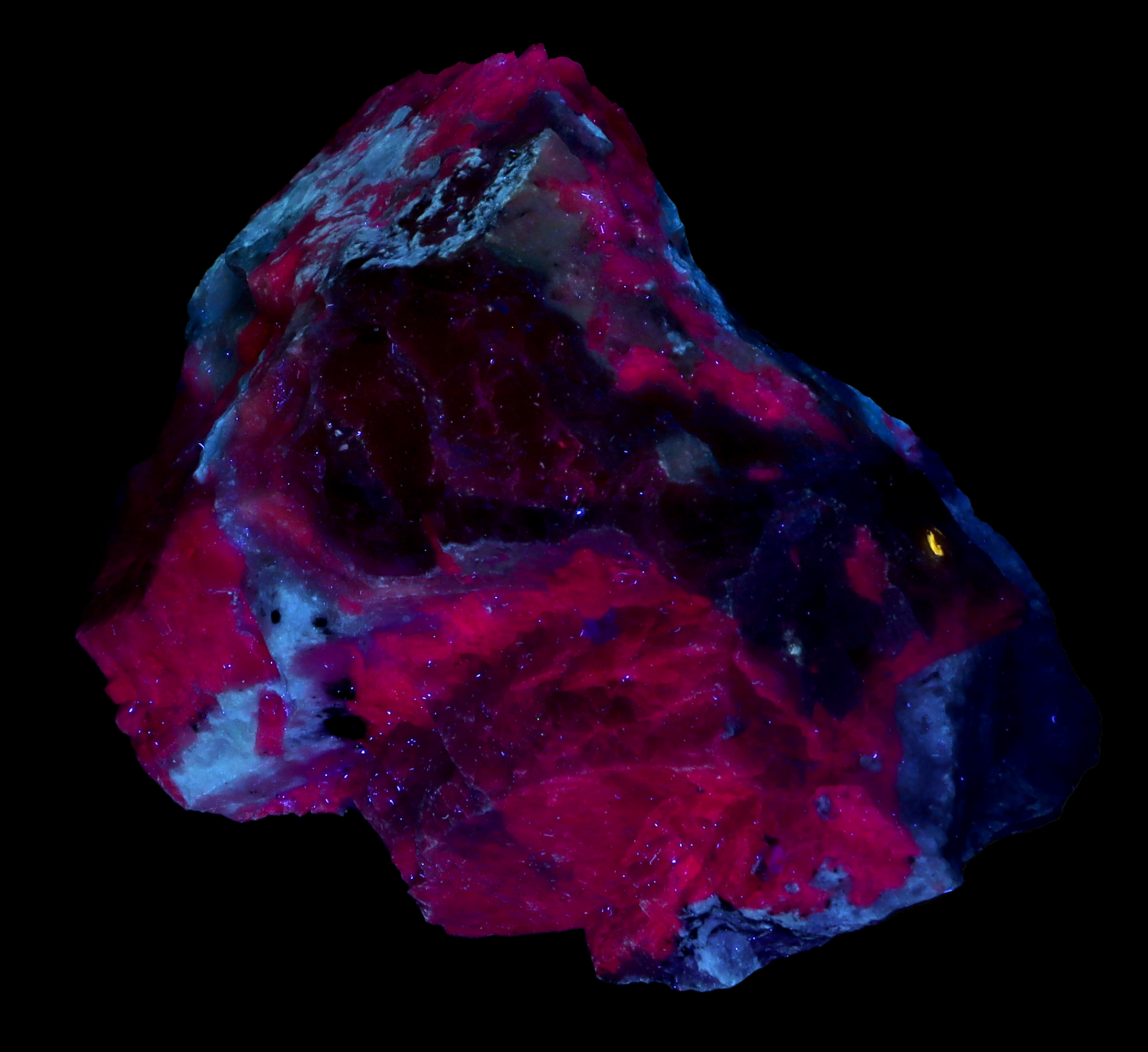 Fluorescence under shortwave UV light.
